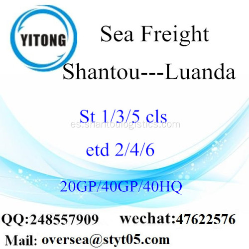 Mar de puerto de Shantou flete a Luanda